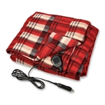 Camco Emergency Electric Heated Fleece Blanket - Plaid Red - 12V