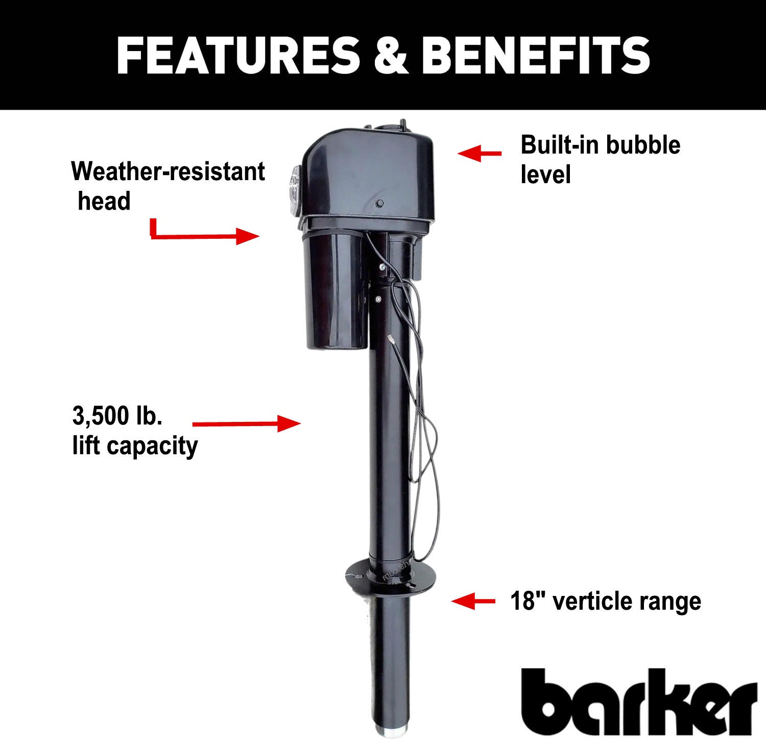 Barker VIP 3500 Electric A-Frame Tongue Jack