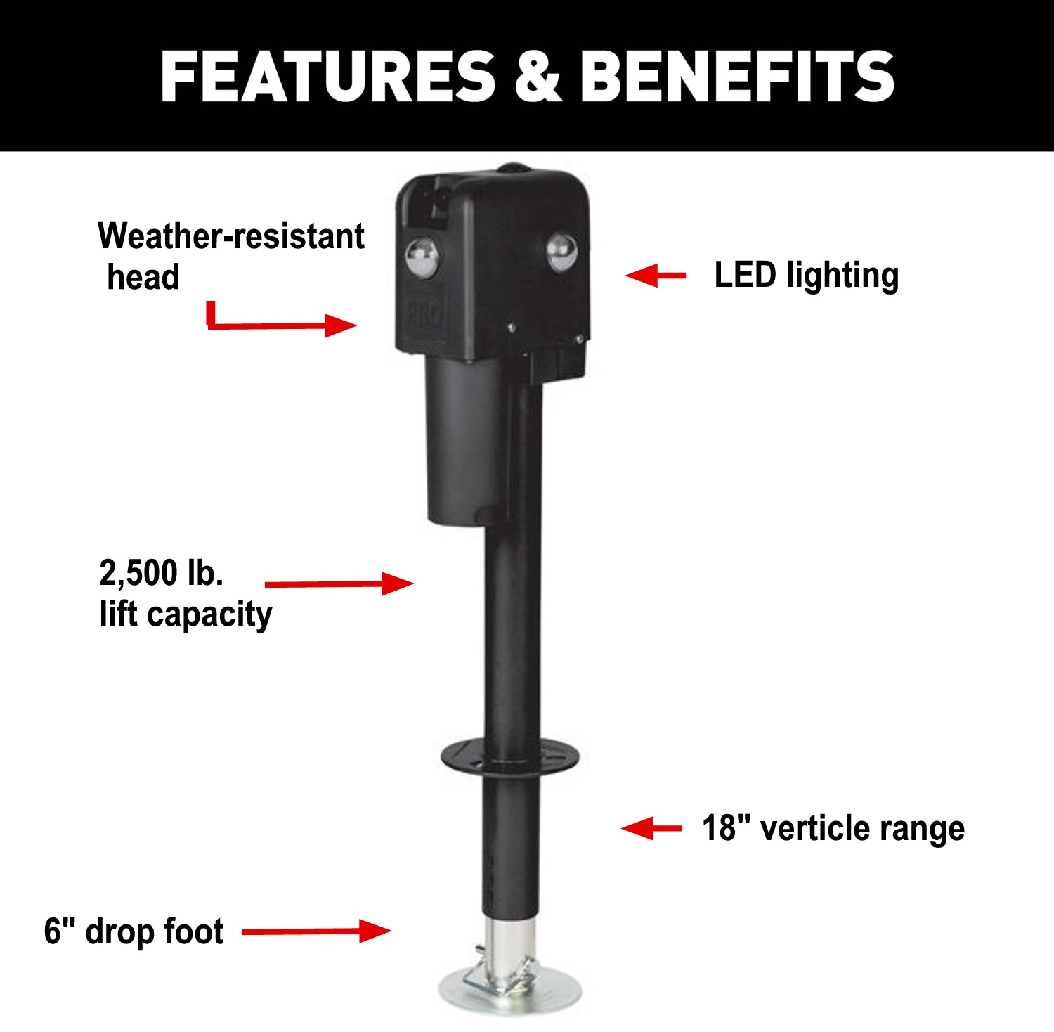 Suspension Pro SP2500 Electric Trailer Tongue Jack