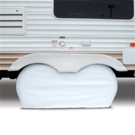 Classic Accessories 80-211-052801-00 RV Dual Axle Wheel Cover - White - 30-33"