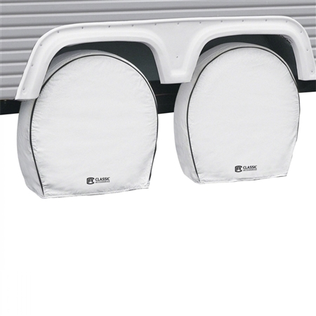 Classic Accessories 32-34.5" RV Deluxe Wheel Covers - White