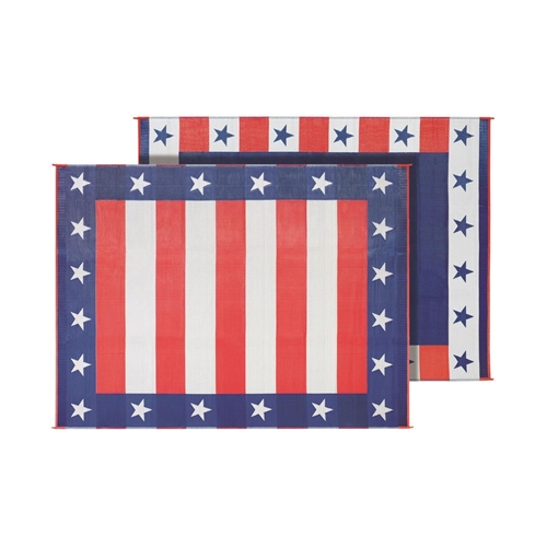 Faulkner Reversible RV Patio Mat - Independence Day Design - 8' x 20'