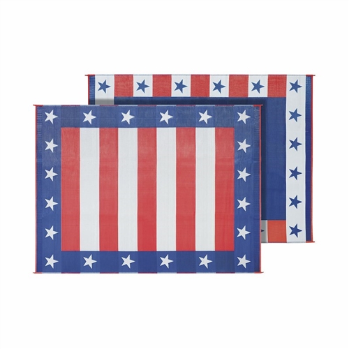 Faulkner Reversible RV Patio Mat - Independence Day Design - 9' x 12'