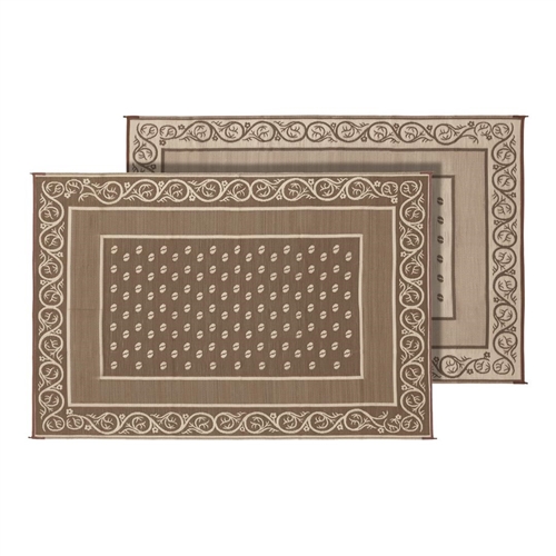 Faulkner Reversible RV Patio Mat - Beige Vineyard Design - 6' x 9'