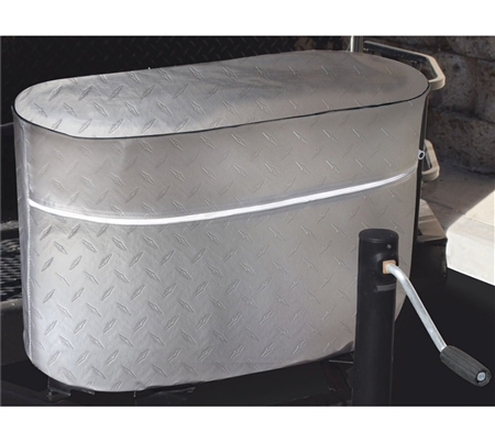 ADCO 2712 Diamond Plated Propane Tank Cover - Silver - Double 20 Lb