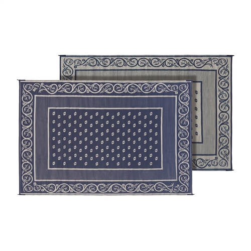 Faulkner Reversible RV Patio Mat - Blue Vineyard Design - 8' x 20'