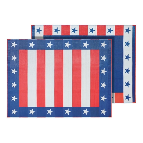 Faulkner Reversible RV Patio Mat - Independence Day Design - 3' x 5'