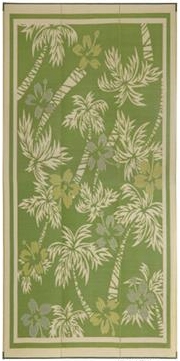 Faulkner 48935 Reversible RV Outdoor Patio Mat - Green & Yellow Tropical Island Design - 9' x 12'