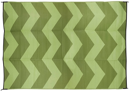 Camco 42859 RV Reversible Outdoor Mat - Green Chevron Design - 9' x 12'