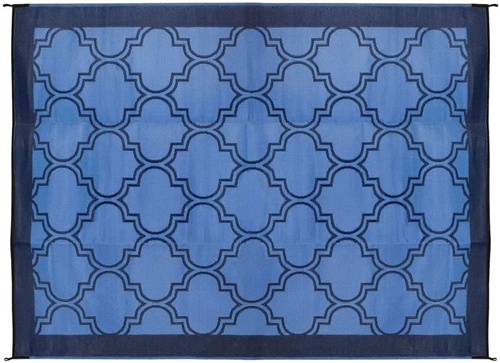 Camco 42876 RV Reversible Outdoor Mat - Blue Lattice Design - 6' x 9'