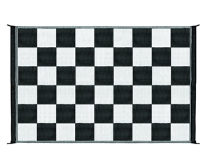 Camco 42884 Reversible RV Outdoor Mat - Black & White Checkered  - 9' x 6'