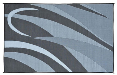 Ming's Mark GA1 Reversible RV Patio Mat - Black & Silver Graphic - 8' x 12'