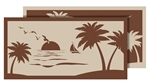 Faulkner 53001 Beach And Palm Trees Beige RV Patio Mat - 9' x 18'