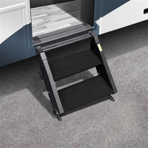 Prest-O-Fit 2-0506 Step Rug For StepAbove RV Entry Steps - 19.5" Width, 10.5" Depth - 2 Piece - Obsidian Black