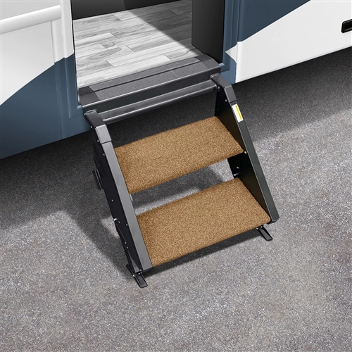 Prest-O-Fit 2-0507 Step Rug For StepAbove RV Entry Steps - 19.5" Width, 10.5" Depth - 2 Piece - Buckskin Brown