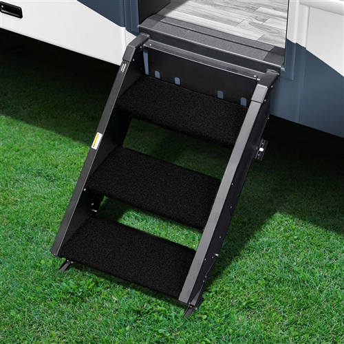 Prest-O-Fit 2-0524 Step Rug For StepAbove RV Entry Steps - 23.5" Width, 10.5" Depth - 3 Piece - Obsidian Black