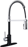 Dura Faucet  Swivel High-Arc Spring Kitchen Sink Faucet, Matte Black/Nickel