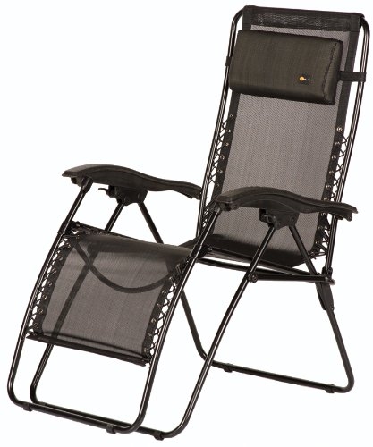 Faulkner 48962 Malibu Style Black Mesh Outdoor Recliner - Standard