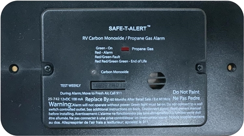 Safe-T-Alert Series 25 Dual CO/LP RV Gas Alarm With Trim Ring - Black