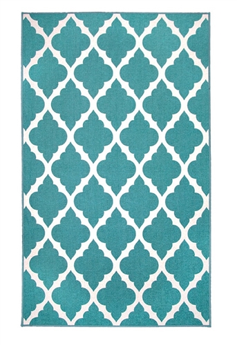 My Magic Carpet Moroccan Trellis Teal Washable Accent Rug, 3' x 5'