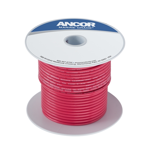 Ancor 106802 Marine Grade Tinned Copper Battery Cable, 12 AWG, 25 Ft, Red