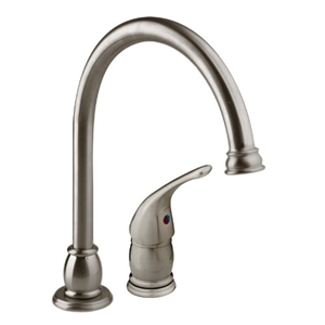 Satin Nickel Goose Neck Pedestal Kitchen Dura Faucet