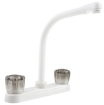 Dura Faucet  White Hi-Rise Kitchen Faucet With Smoked Knobs