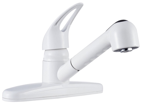 Dura Faucet DF-PK100-WT White Non-Metallic Pull-Out RV Kitchen Faucet