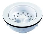 JR Products Sink Strainer For 3-1/2" To 4" Openings, White