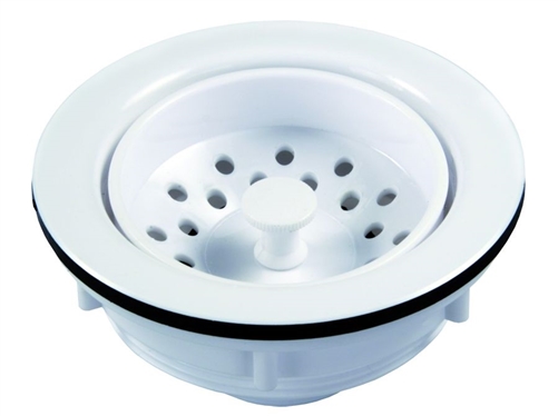 JR Products 95275 Sink Strainer For 3-1/2" To 4" Openings, White