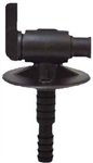 Valterra RV Fresh Water Tank Drain Valve, 3/8" And 1/2" Barb, With Evacuation Flange, Black