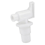 Valterra RV Fresh Water Tank Drain Valve, 3/8" And 1/2" Male NPT, With Evacuation Flange, White