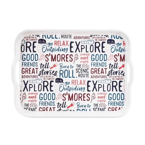 Camco 53486 Life is Better at the Campsite Melamine RV Serving Tray, Graffiti Design