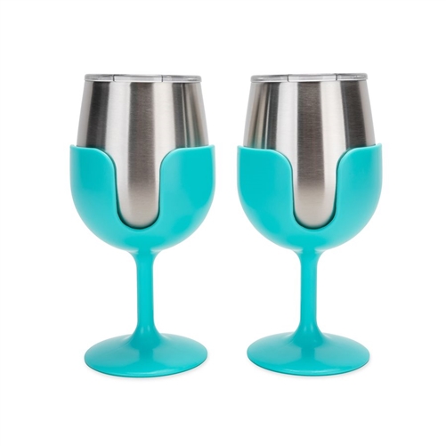 Camco 53484 Light Blue Wine Tumbler Set