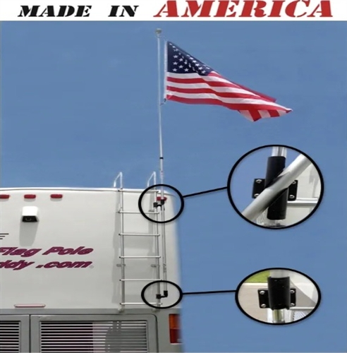 Flagpole Buddy 106010-K 1.0 Ladder Mount Kit - 12' Aluminum Ladder & Flag