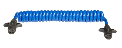 HitchCoil 95-12489-03 4 Way Round to 4 Way Round Coiled Trailer Cable, 6 Ft, Blue