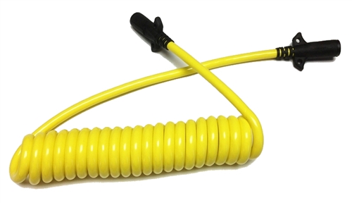 HitchCoil 95-12489-02 4-Way Round To 5-Way Round Coiled Trailer Cable, 6 Ft, Yellow