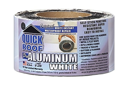 CoFair Products WQR325 Quick Roof Aluminum White Roof Repair Tape - 3" x 25'