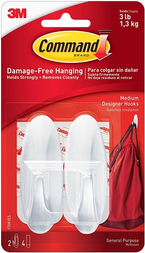 3M 17081ES Command Designer Hooks - Medium - 2 Pack