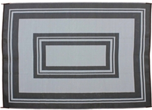 Reversible RV Patio Mat with Aztec Border Design, 8' x 11', Black/Gray