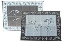 Patio Mats 084 Silver/Black Reversible Horse Patio Mat, 9' X 12'