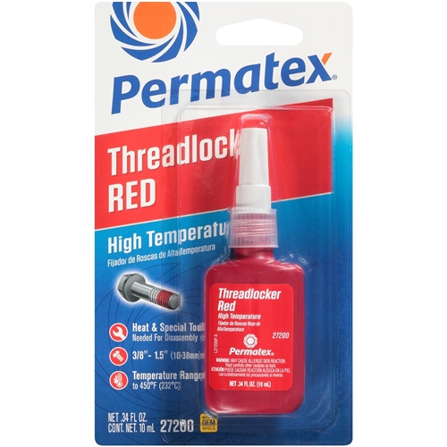 Permatex 27200 High-Temperature Thread Locker, Red - 10 mL