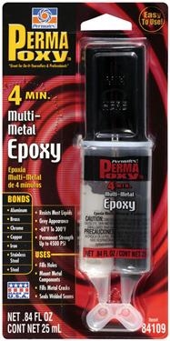 Permatex 84109 PermaPoxy 4 Minute Multi-Metal Epoxy - 0.84 Ounce Syringe