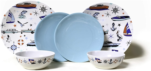 Camp Casual CC-009 Melamine Marine Dish Set - 6 Piece