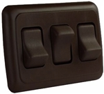 JR Products 12155 Multi-Purpose Single Rocker Triple Switch - Brown