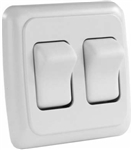 JR Products 12015 Multi-Purpose Single Rocker Double Switch - White