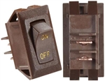 RV Designer S273 10A DC Rocker Switch - Brown With Gold Text