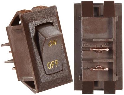 RV Designer S273 10A DC Rocker Switch - Brown With Gold Text