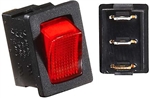 RV Designer 20A DC SPST Illuminated Rocker Switch - Black With Red