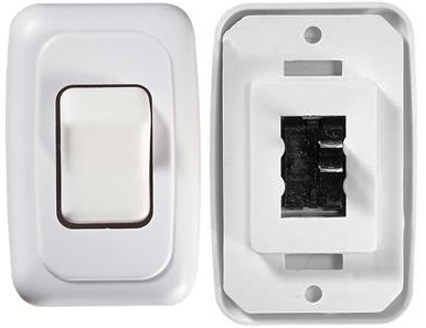 RV Designer S531 DC SPST Single Contoured Rocker Switch - White